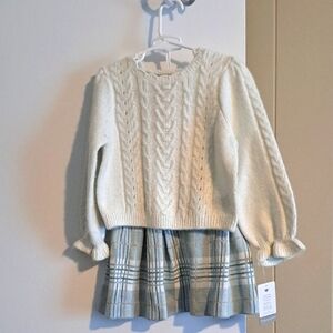 Cozy Cream Cable Knit Sweater And Skirt for Kids